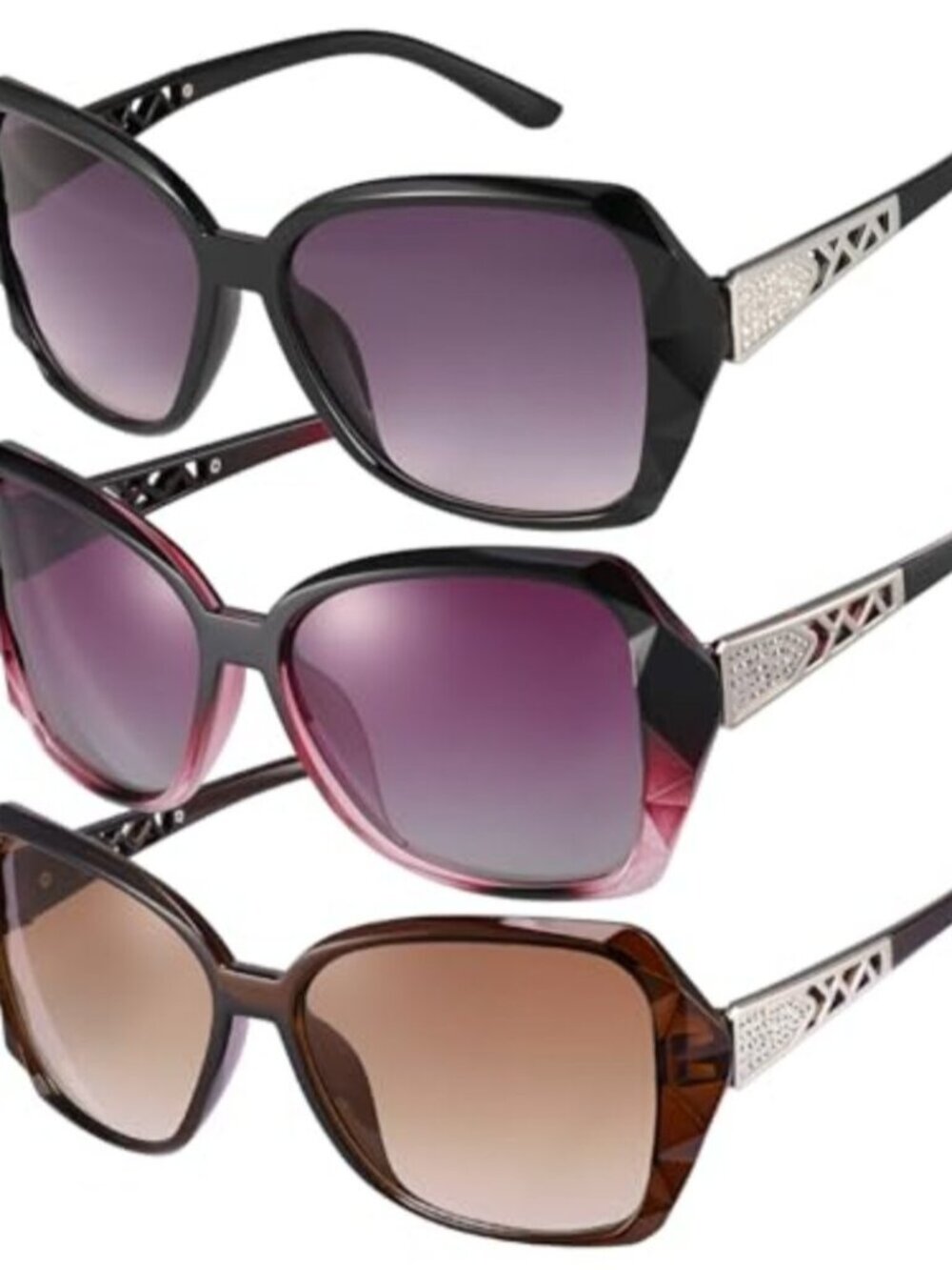 🆕 3 Pcs Women Vintage Sunglasses, Oversized UV 400 Protection Sunglasses Retro